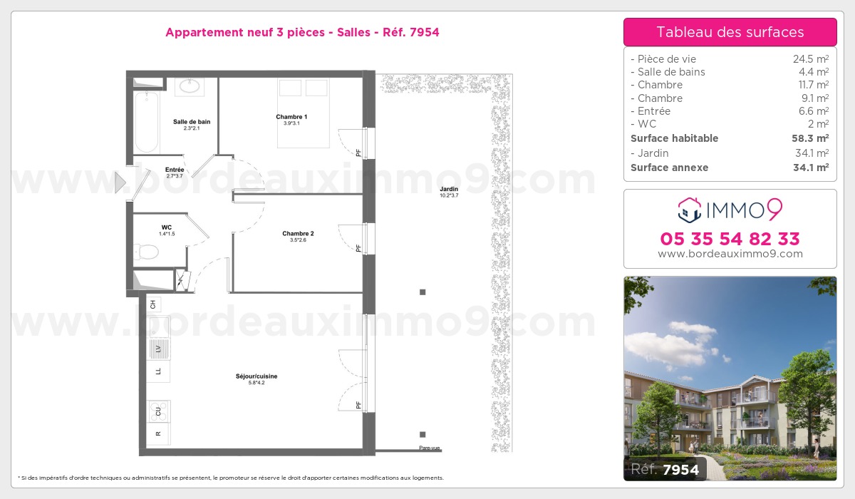 Plan et surfaces, Programme neuf Salles Référence n° 7954