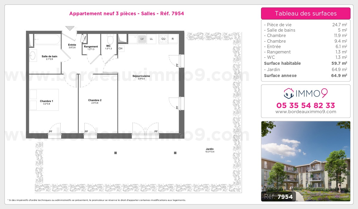 Plan et surfaces, Programme neuf Salles Référence n° 7954