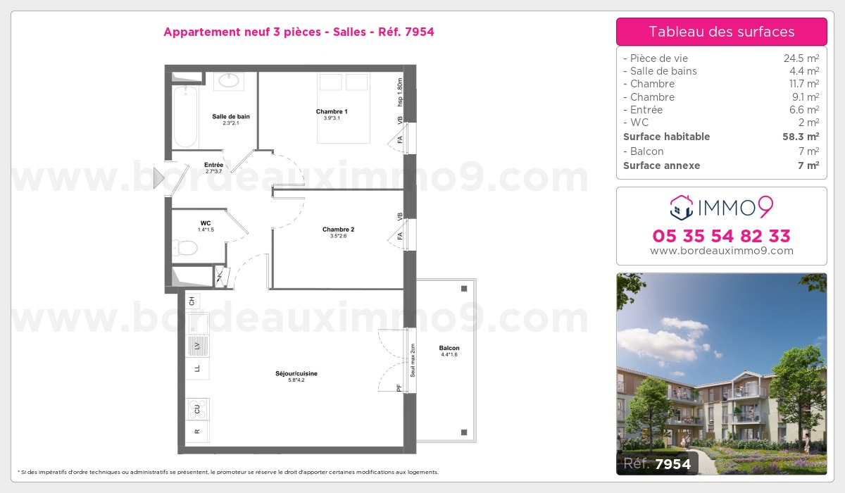 Plan et surfaces, Programme neuf Salles Référence n° 7954
