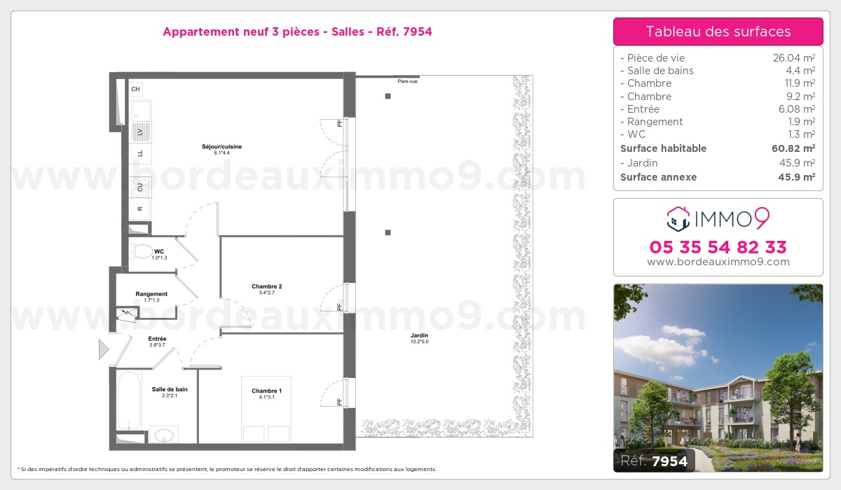 Plan et surfaces, Programme neuf Salles Référence n° 7954