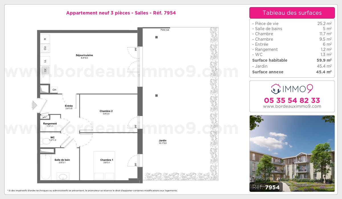Plan et surfaces, Programme neuf Salles Référence n° 7954