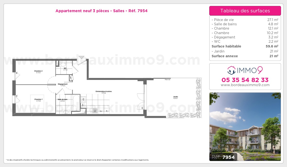 Plan et surfaces, Programme neuf Salles Référence n° 7954