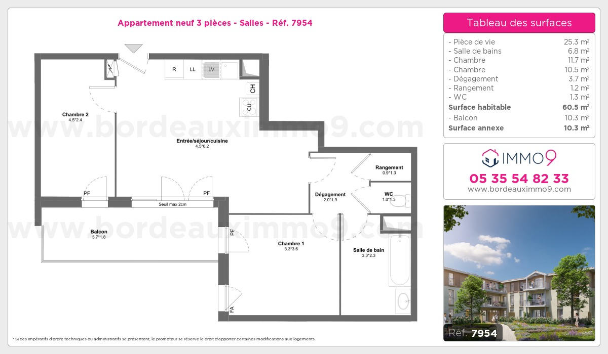 Plan et surfaces, Programme neuf Salles Référence n° 7954