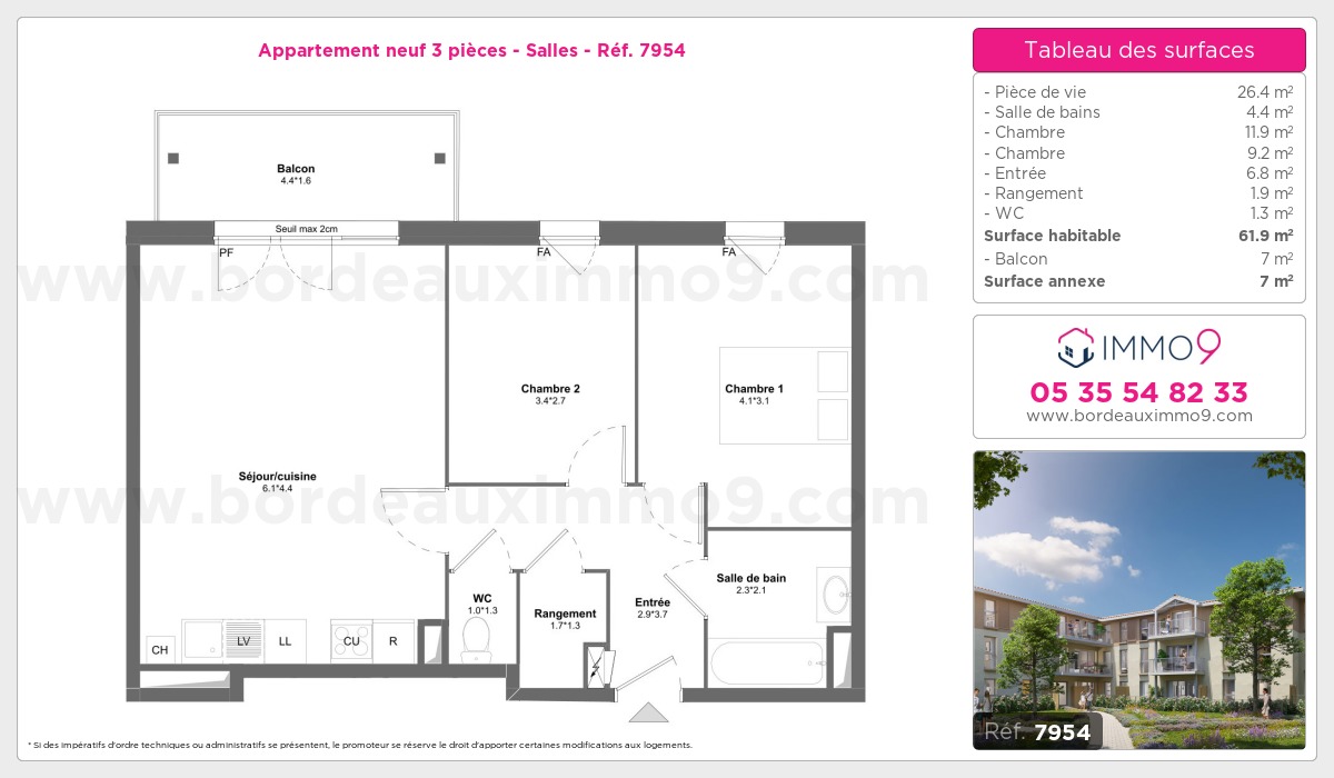 Plan et surfaces, Programme neuf Salles Référence n° 7954