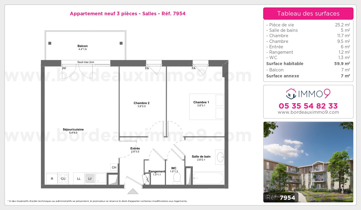 Plan et surfaces, Programme neuf Salles Référence n° 7954