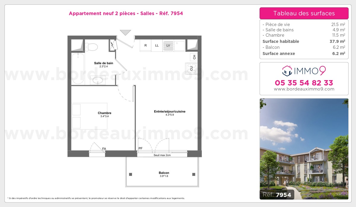 Plan et surfaces, Programme neuf Salles Référence n° 7954