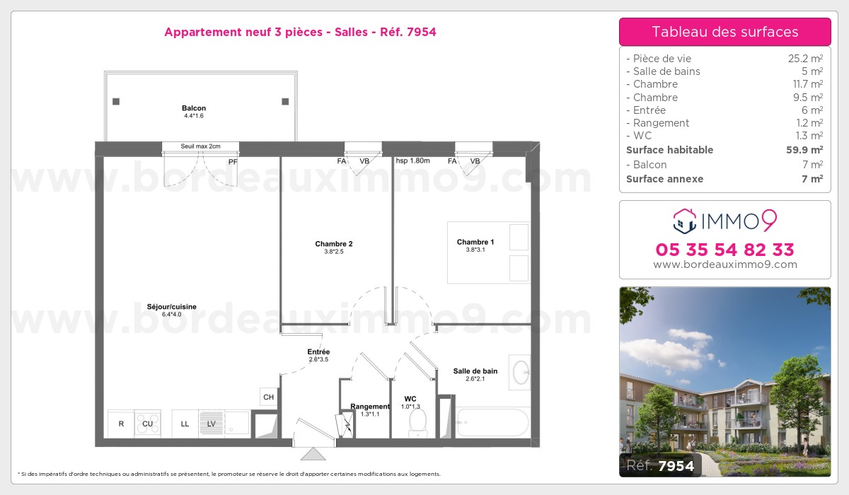 Plan et surfaces, Programme neuf Salles Référence n° 7954