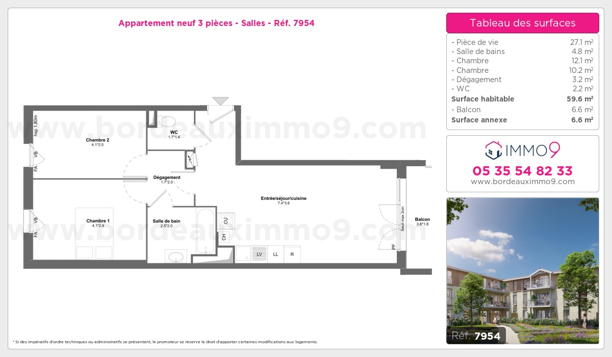 Plan et surfaces, Programme neuf Salles Référence n° 7954