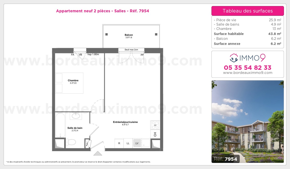 Plan et surfaces, Programme neuf Salles Référence n° 7954