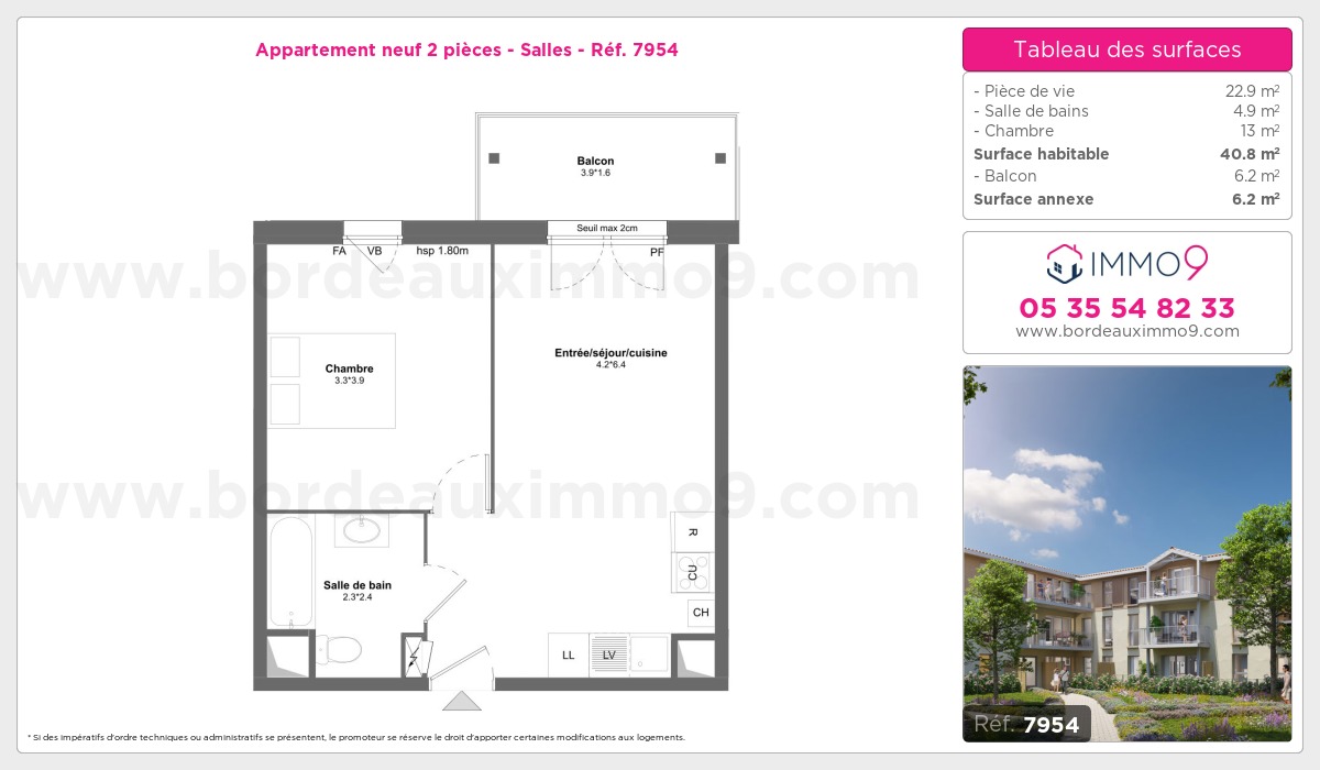 Plan et surfaces, Programme neuf Salles Référence n° 7954