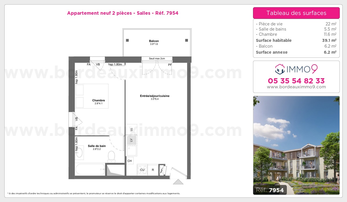Plan et surfaces, Programme neuf Salles Référence n° 7954