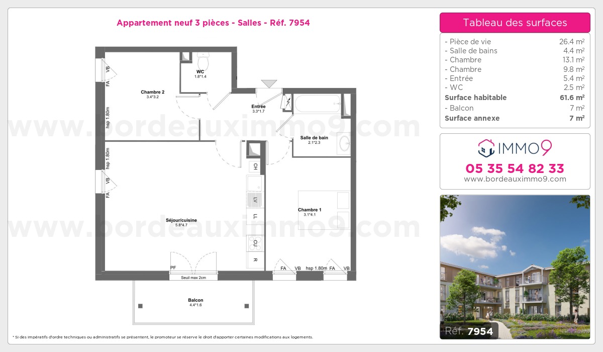 Plan et surfaces, Programme neuf Salles Référence n° 7954
