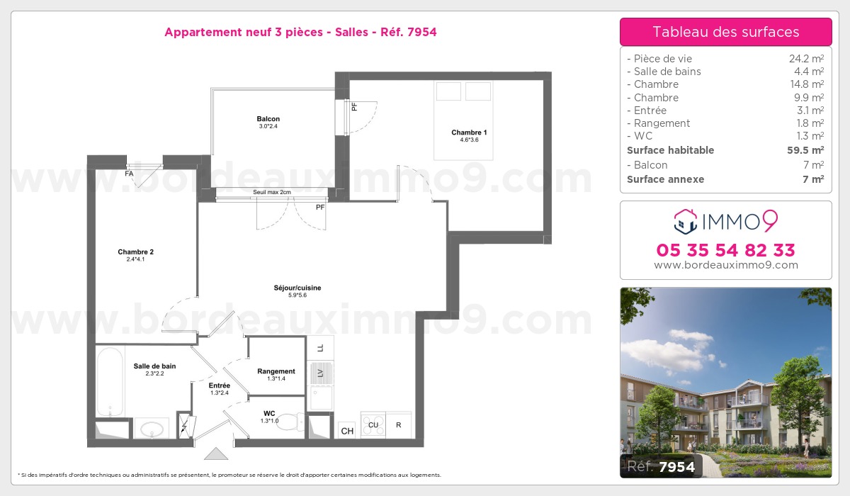 Plan et surfaces, Programme neuf Salles Référence n° 7954
