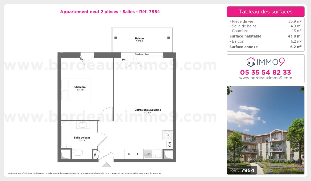 Plan et surfaces, Programme neuf Salles Référence n° 7954