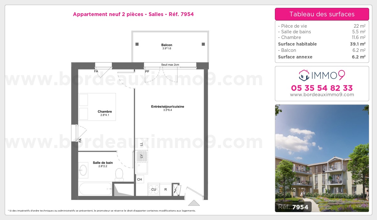 Plan et surfaces, Programme neuf Salles Référence n° 7954