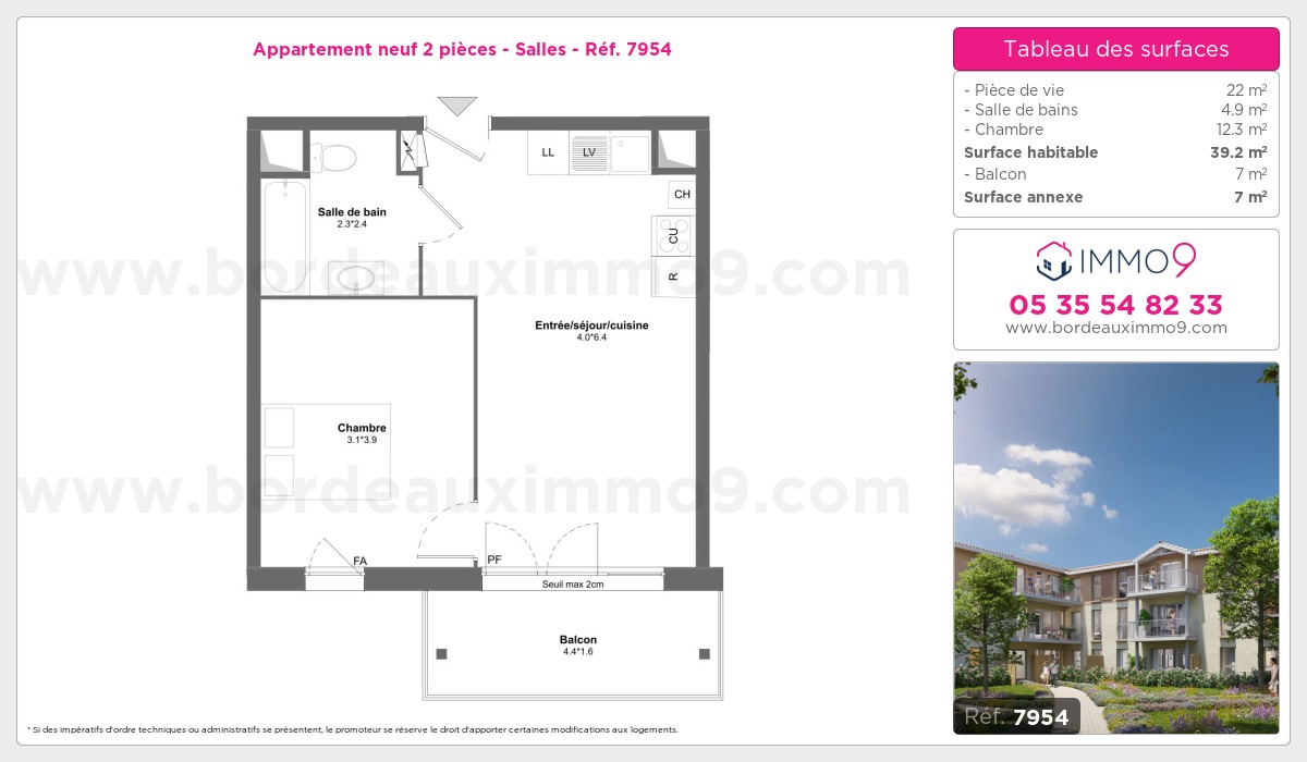 Plan et surfaces, Programme neuf Salles Référence n° 7954