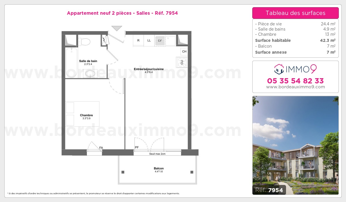 Plan et surfaces, Programme neuf Salles Référence n° 7954