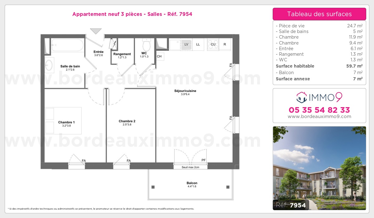 Plan et surfaces, Programme neuf Salles Référence n° 7954