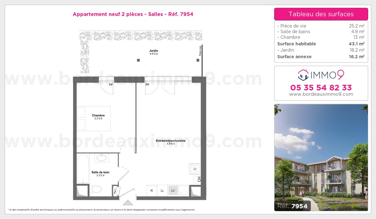 Plan et surfaces, Programme neuf Salles Référence n° 7954