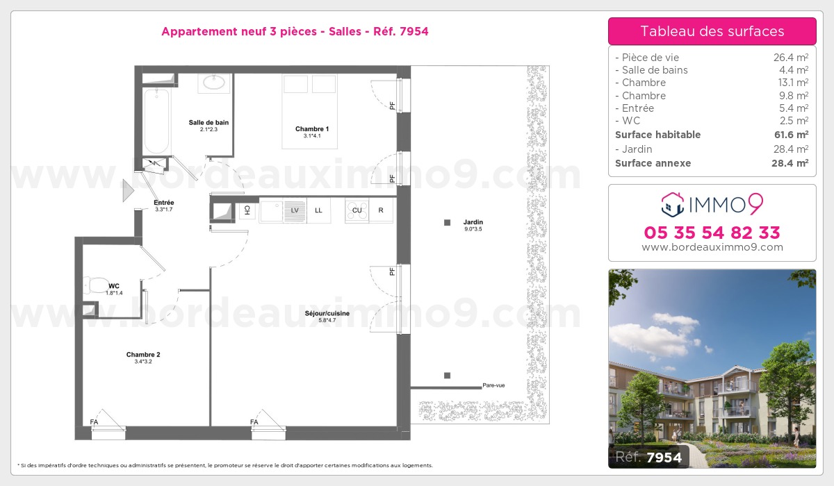Plan et surfaces, Programme neuf Salles Référence n° 7954