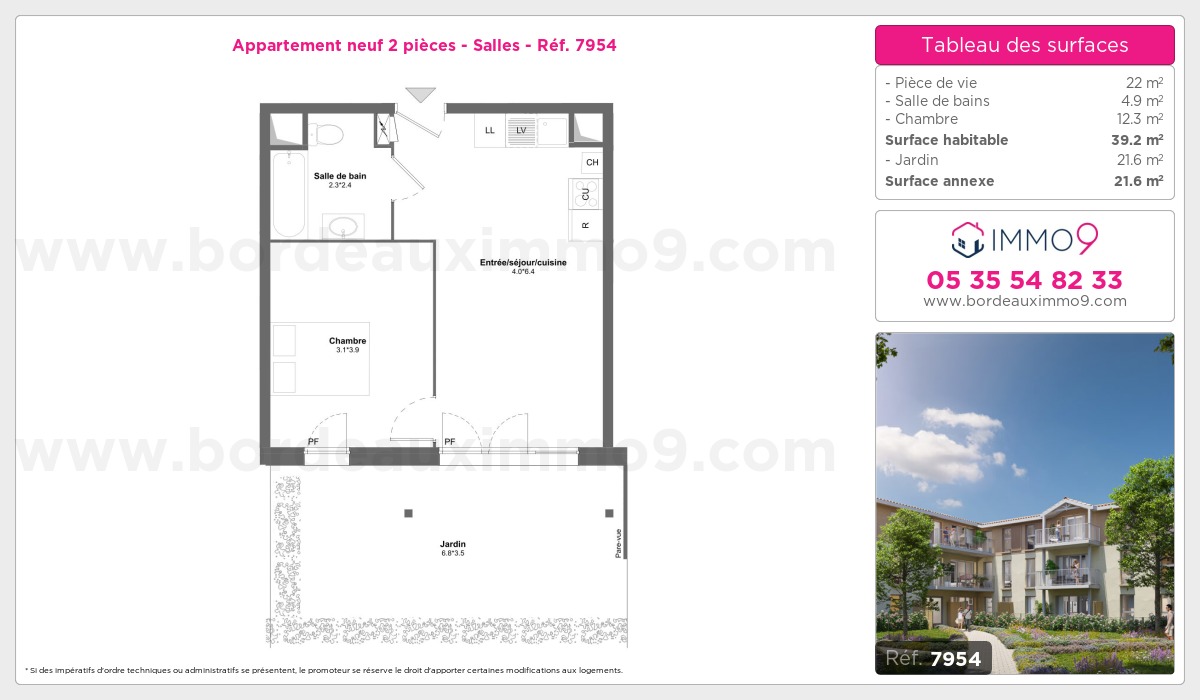 Plan et surfaces, Programme neuf Salles Référence n° 7954