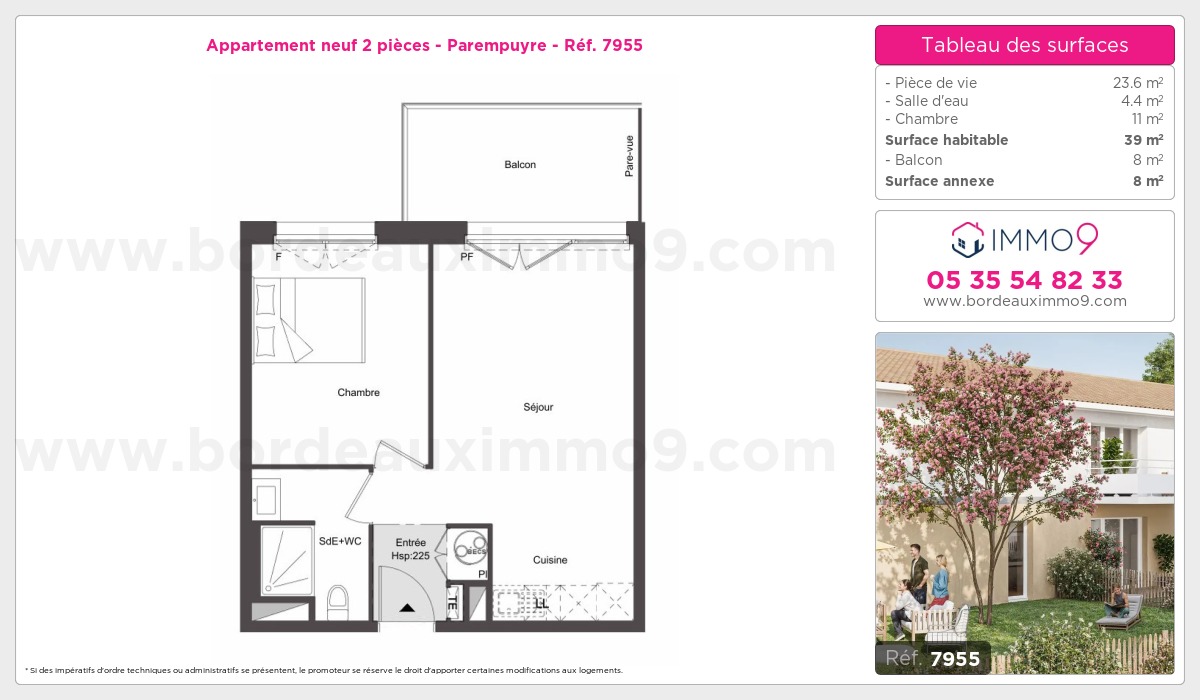 Plan et surfaces, Programme neuf Parempuyre Référence n° 7955