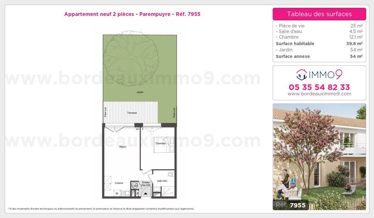 Plan et surfaces, Programme neuf Parempuyre Référence n° 7955