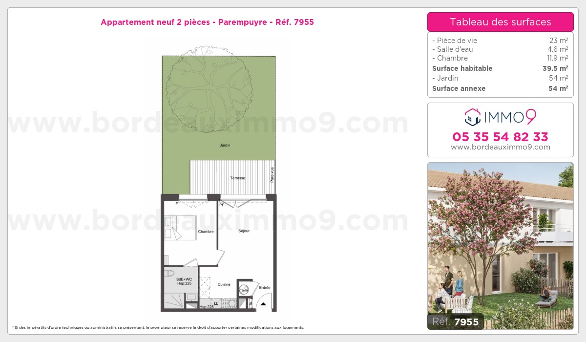Plan et surfaces, Programme neuf Parempuyre Référence n° 7955