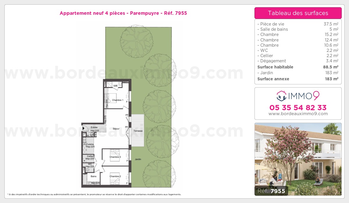 Plan et surfaces, Programme neuf Parempuyre Référence n° 7955