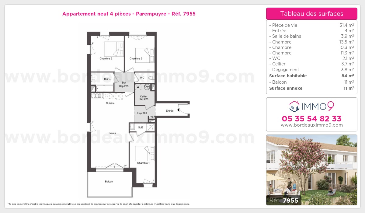Plan et surfaces, Programme neuf Parempuyre Référence n° 7955