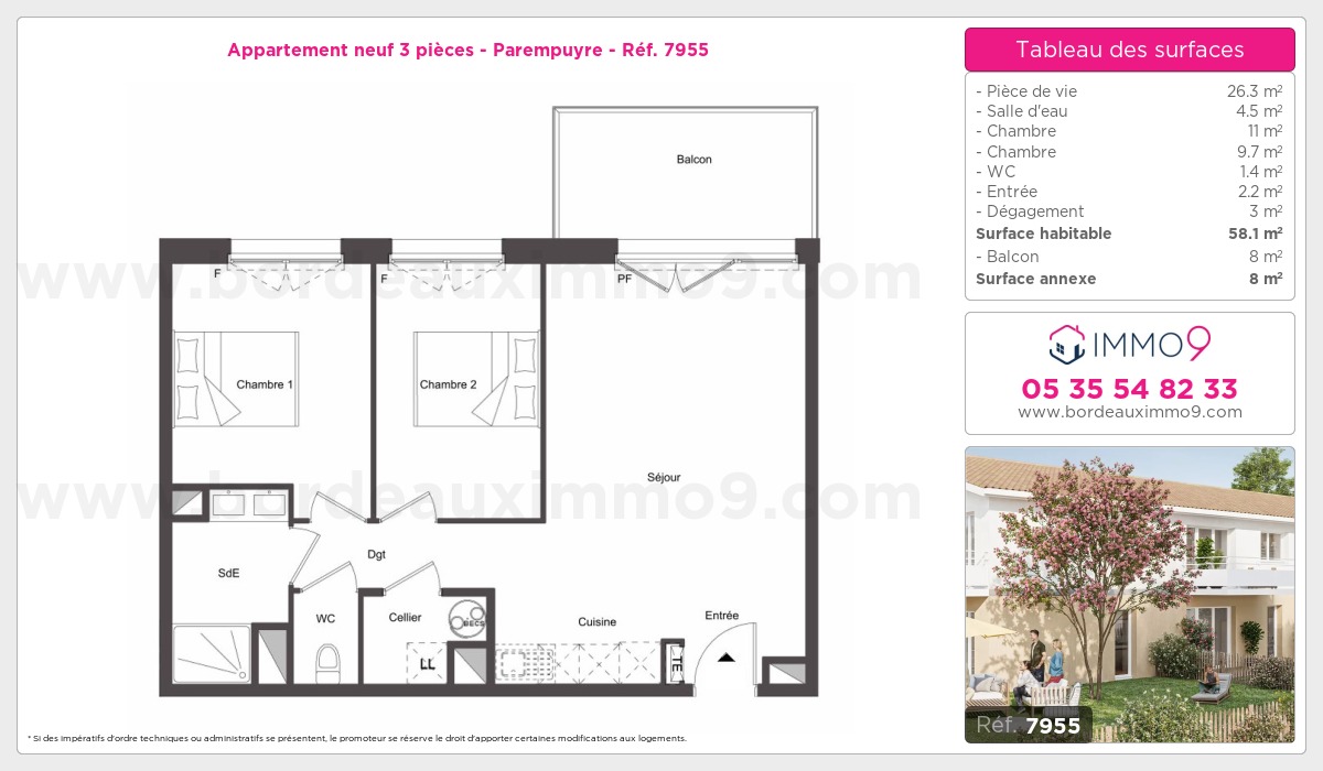 Plan et surfaces, Programme neuf Parempuyre Référence n° 7955