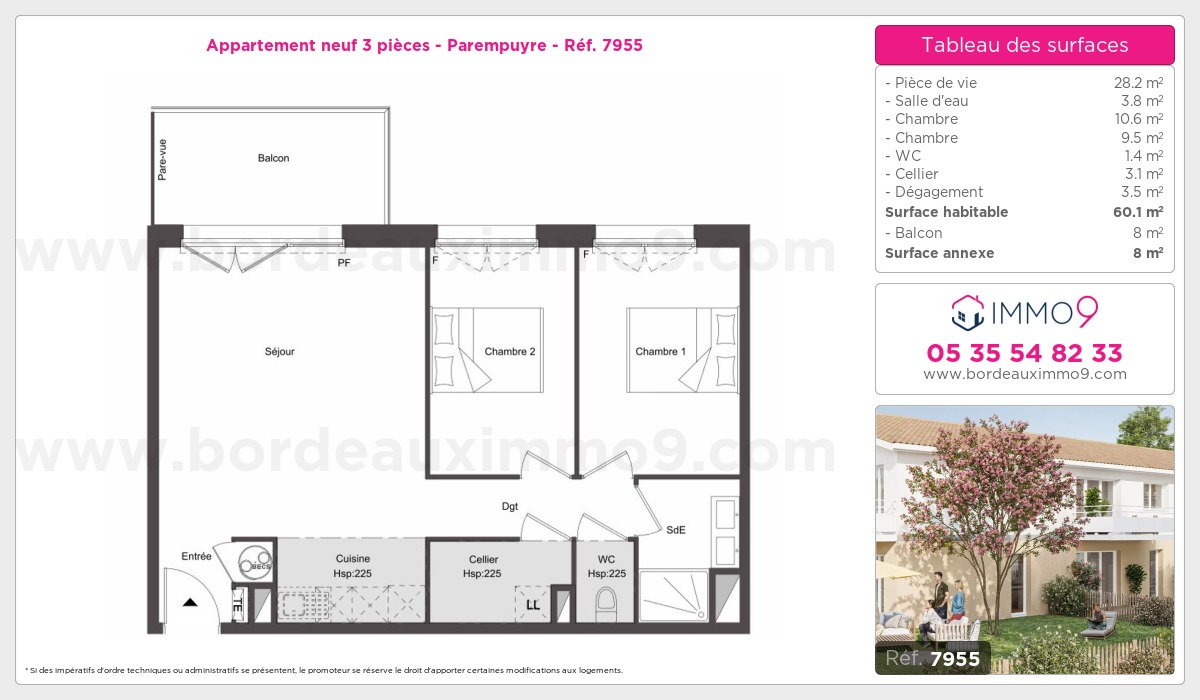 Plan et surfaces, Programme neuf Parempuyre Référence n° 7955