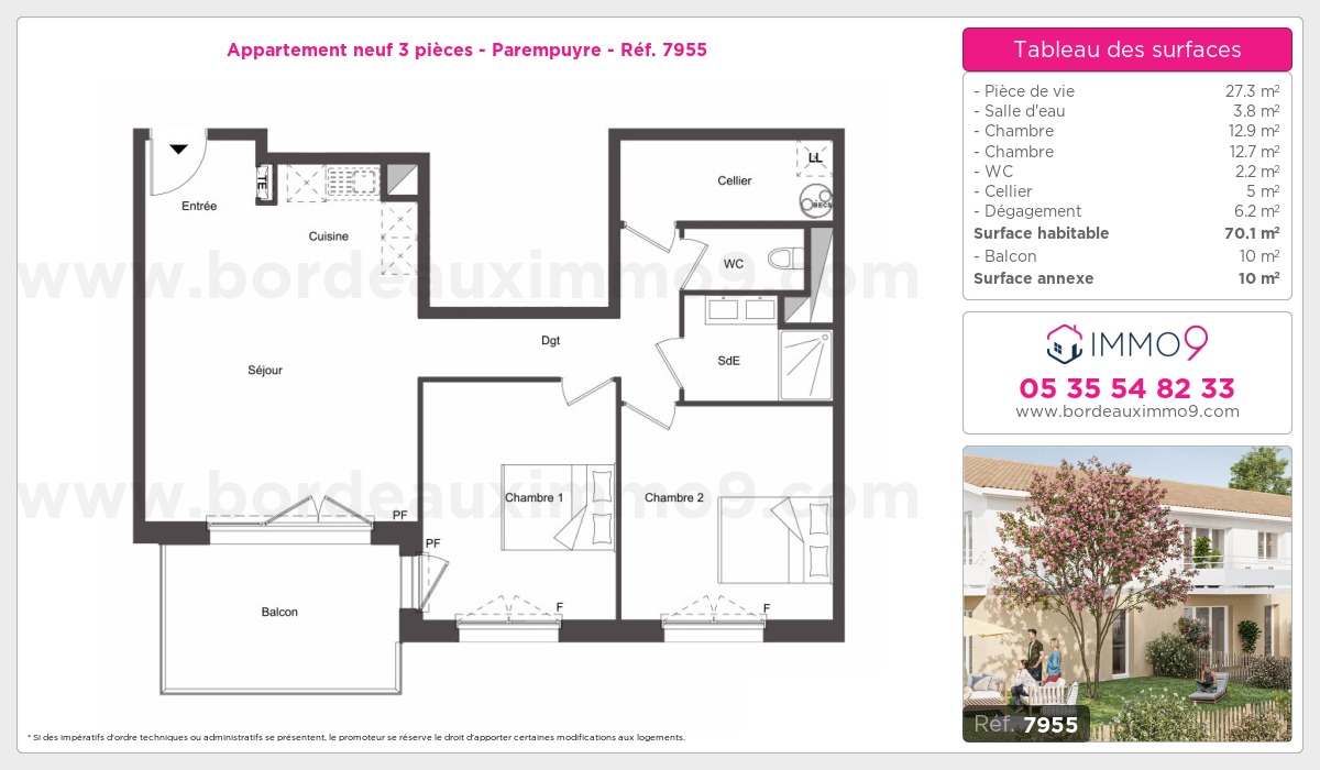 Plan et surfaces, Programme neuf Parempuyre Référence n° 7955