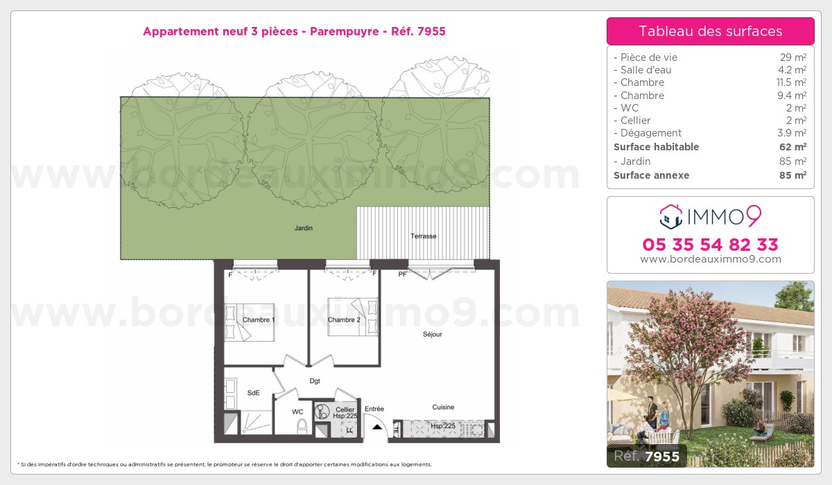 Plan et surfaces, Programme neuf Parempuyre Référence n° 7955