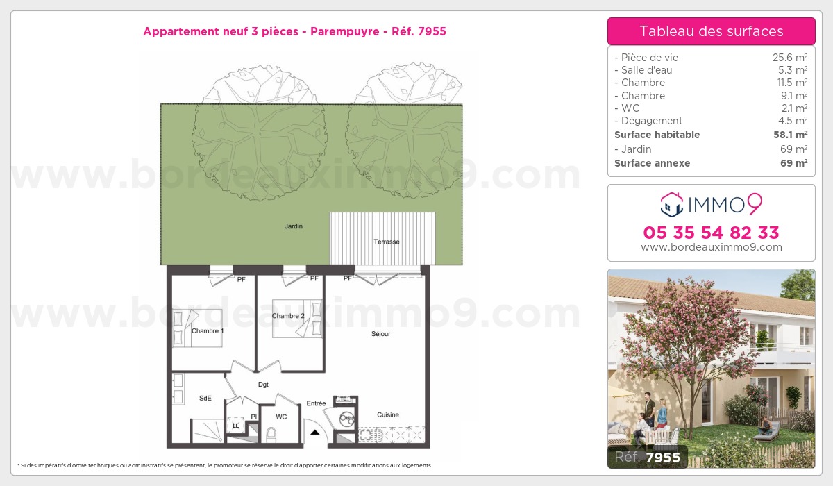 Plan et surfaces, Programme neuf Parempuyre Référence n° 7955