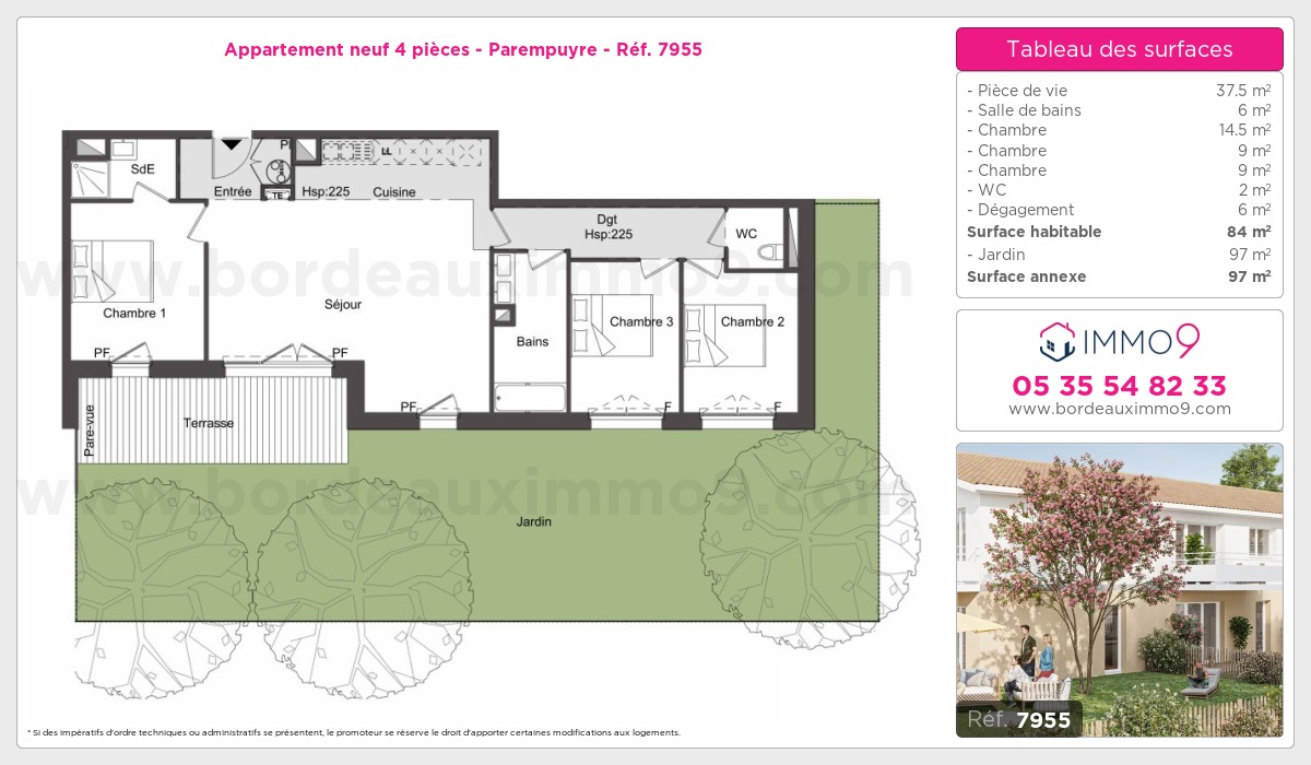 Plan et surfaces, Programme neuf Parempuyre Référence n° 7955