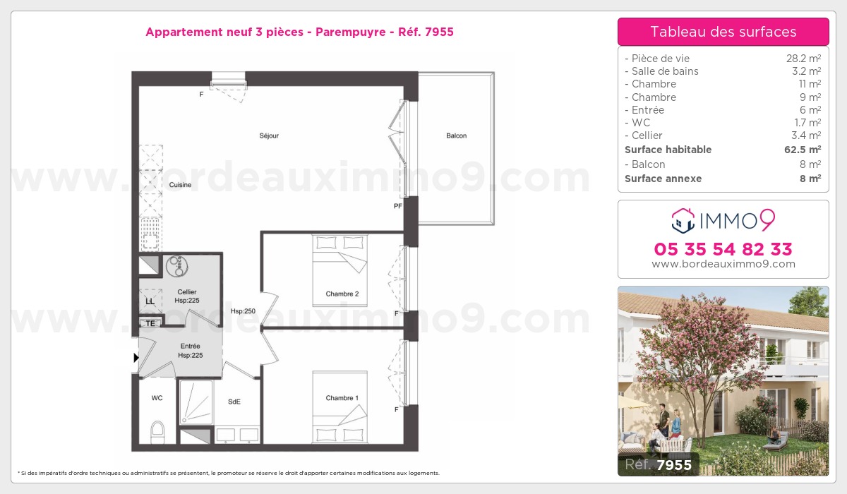 Plan et surfaces, Programme neuf Parempuyre Référence n° 7955