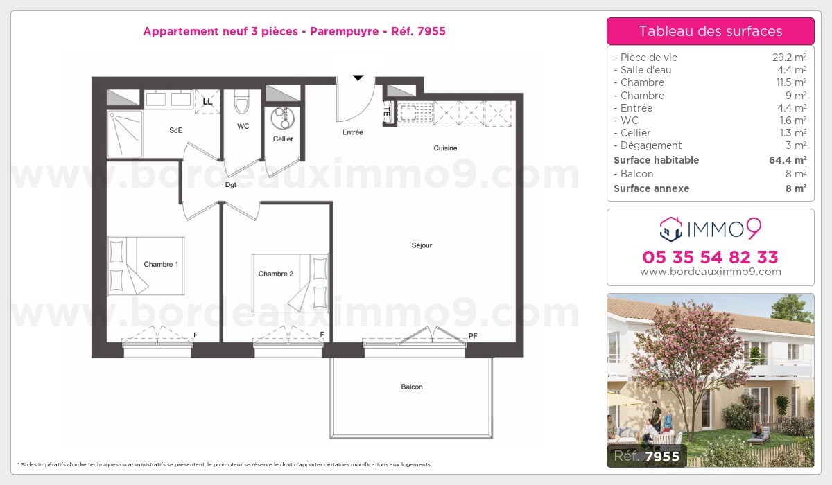 Plan et surfaces, Programme neuf Parempuyre Référence n° 7955