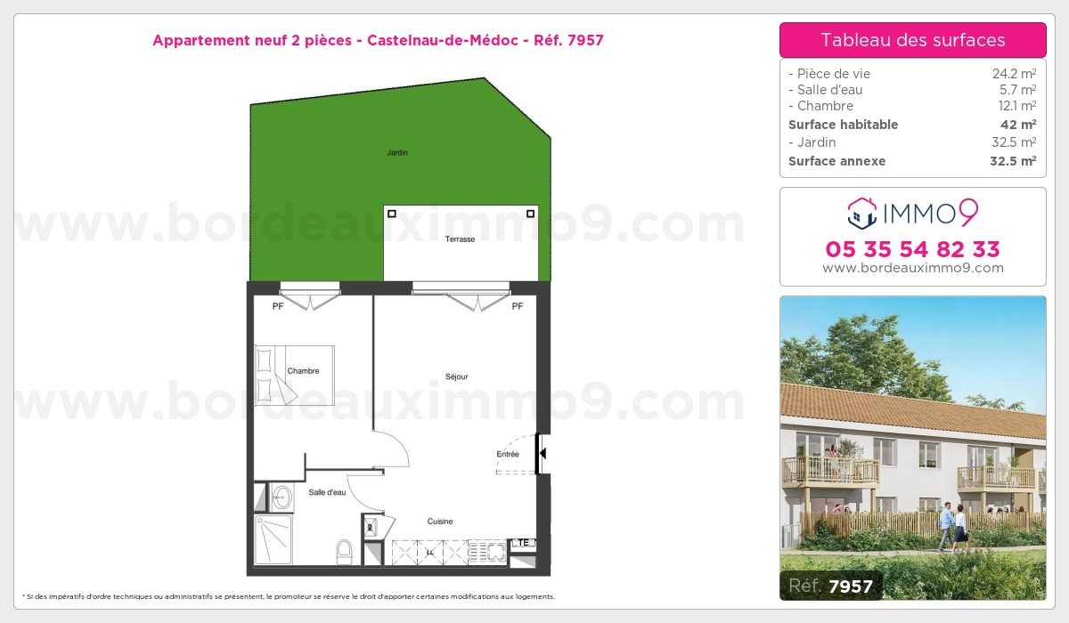 Plan et surfaces, Programme neuf Castelnau-de-Médoc Référence n° 7957