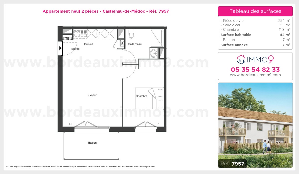 Plan et surfaces, Programme neuf Castelnau-de-Médoc Référence n° 7957