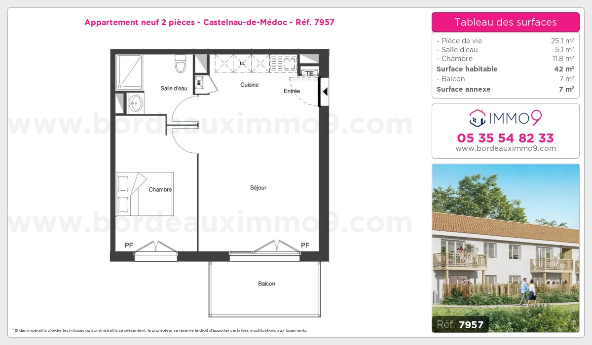 Plan et surfaces, Programme neuf Castelnau-de-Médoc Référence n° 7957