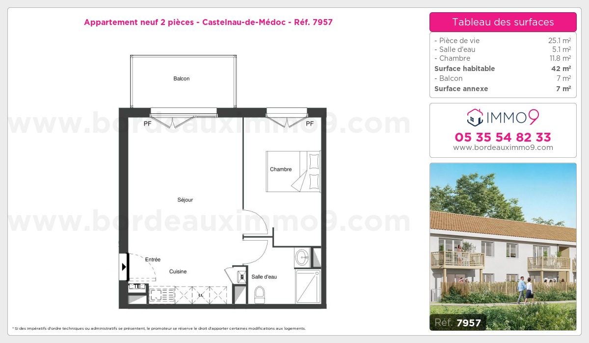 Plan et surfaces, Programme neuf Castelnau-de-Médoc Référence n° 7957
