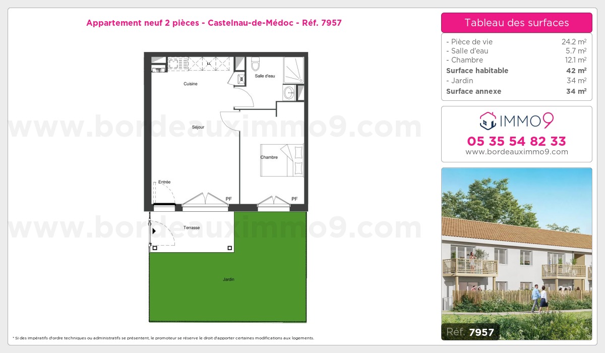Plan et surfaces, Programme neuf Castelnau-de-Médoc Référence n° 7957