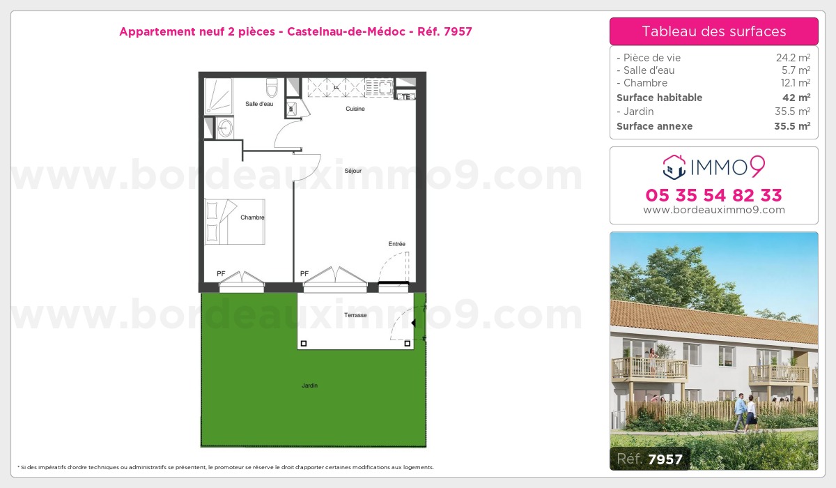 Plan et surfaces, Programme neuf Castelnau-de-Médoc Référence n° 7957