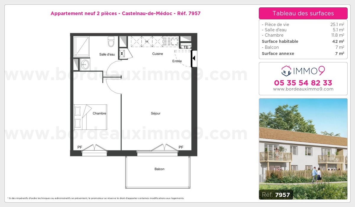 Plan et surfaces, Programme neuf Castelnau-de-Médoc Référence n° 7957