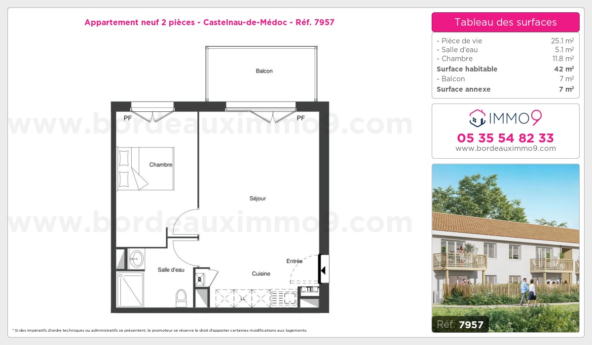 Plan et surfaces, Programme neuf Castelnau-de-Médoc Référence n° 7957