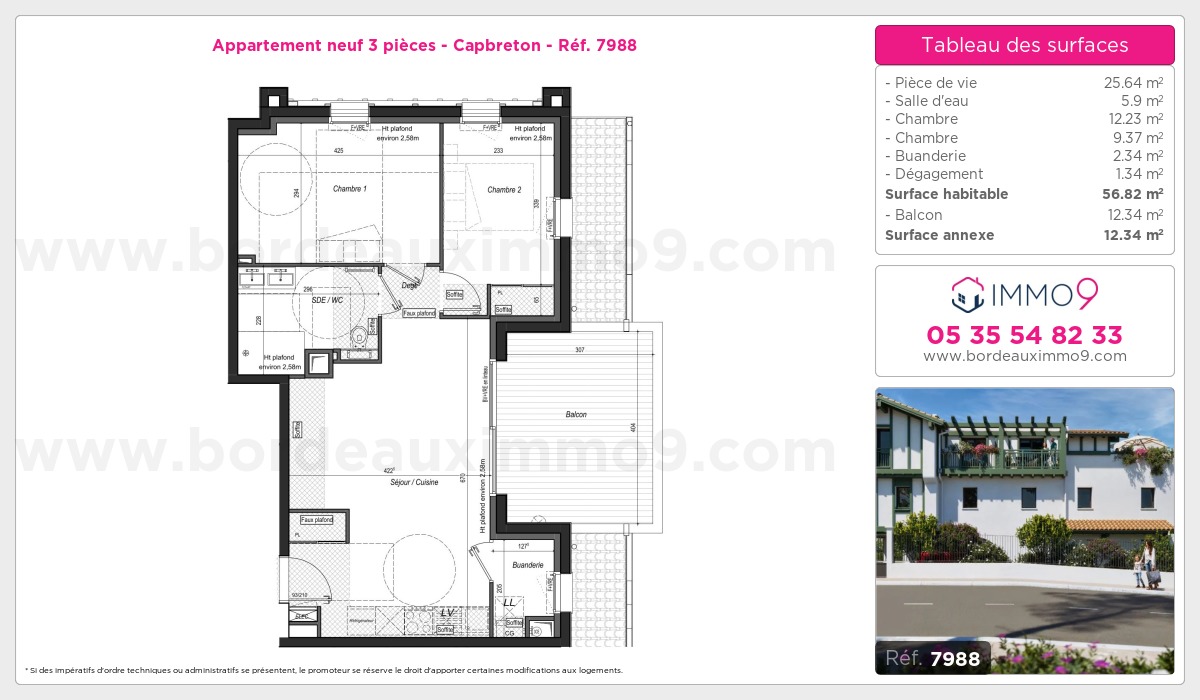Plan et surfaces, Programme neuf Capbreton Référence n° 7988