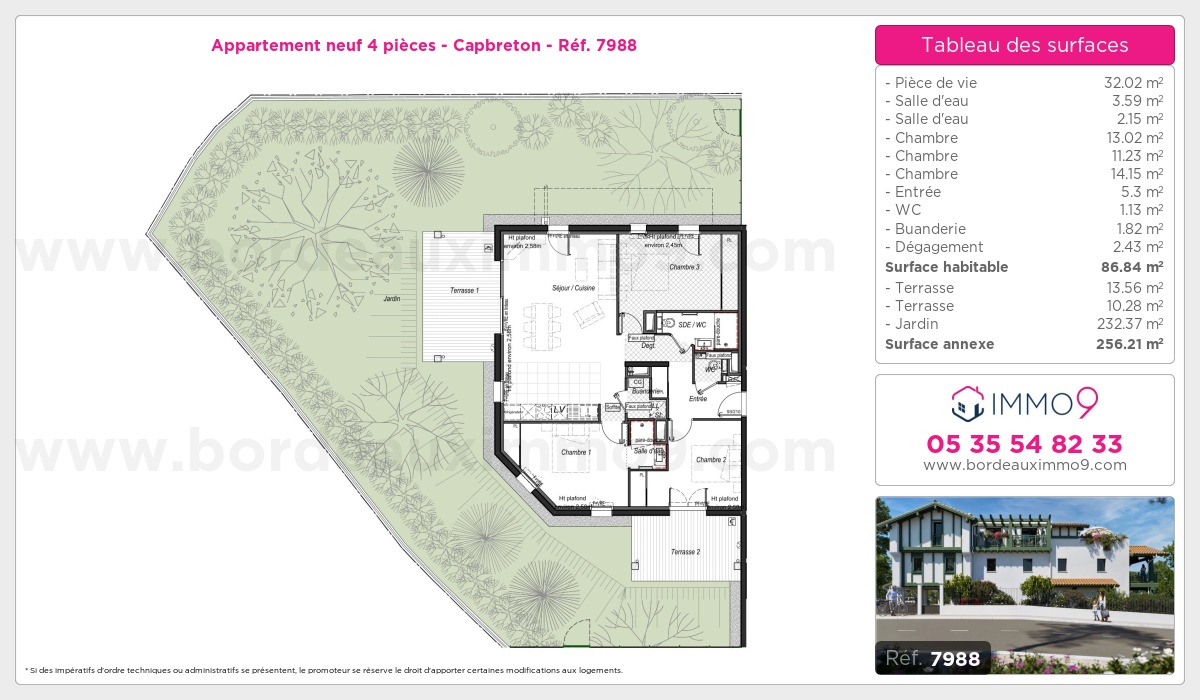 Plan et surfaces, Programme neuf Capbreton Référence n° 7988