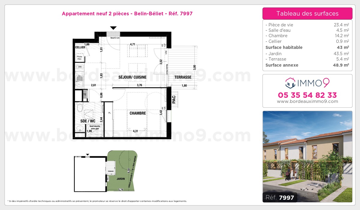 Plan et surfaces, Programme neuf Belin-Béliet Référence n° 7997