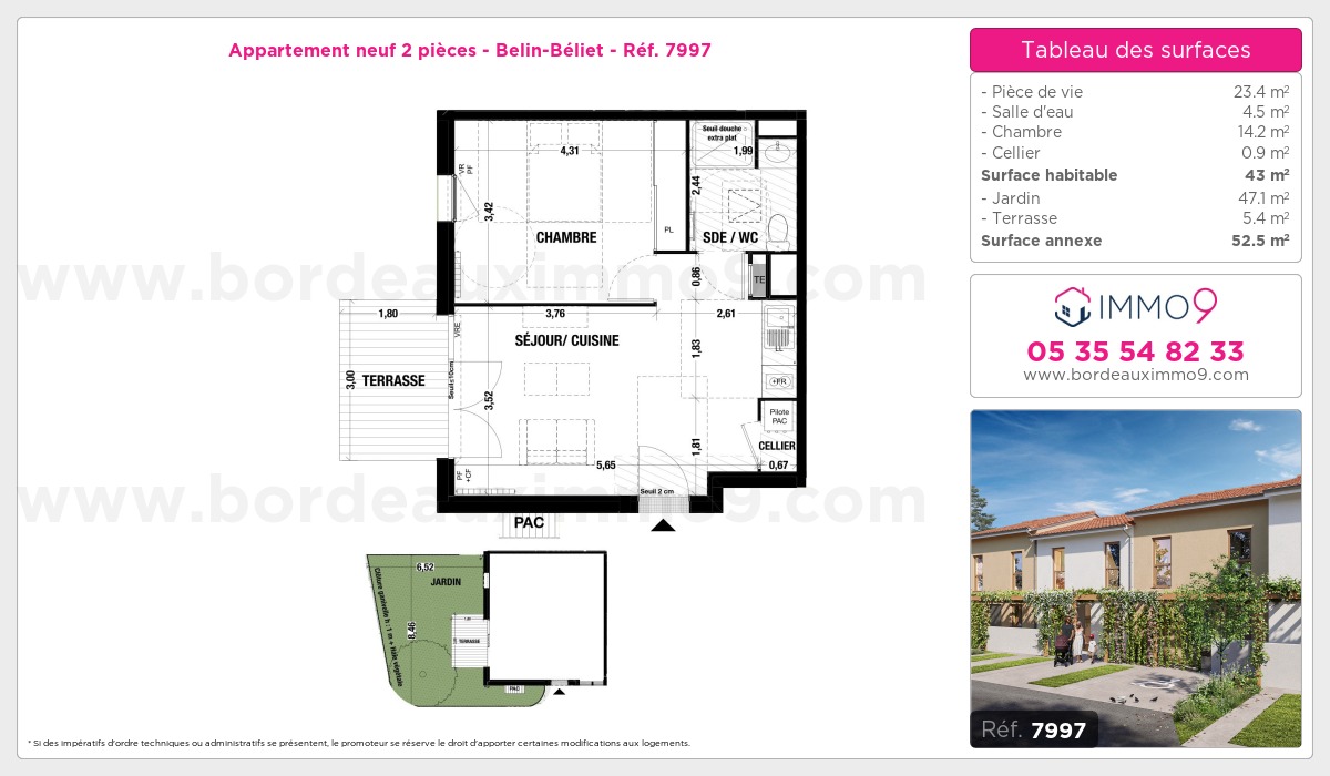 Plan et surfaces, Programme neuf Belin-Béliet Référence n° 7997